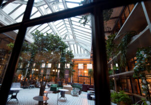 The glass atrium inside The Refuge