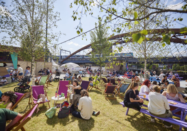 Manchester Factory international Festival - People enjoying Festival Square in the city centre