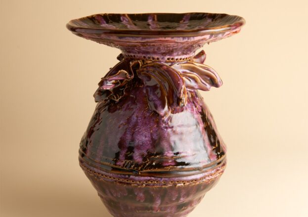 Ceramic vase with purple glaze