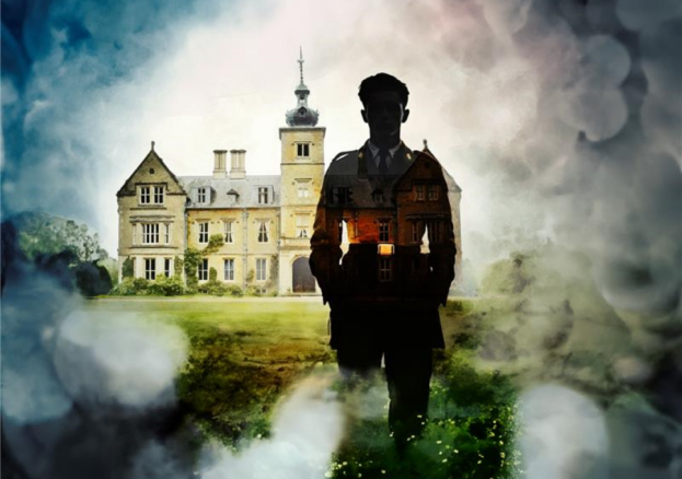 Ghostly image of solider and manor house